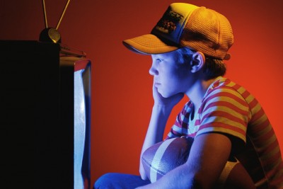 Young Boy Watching Television